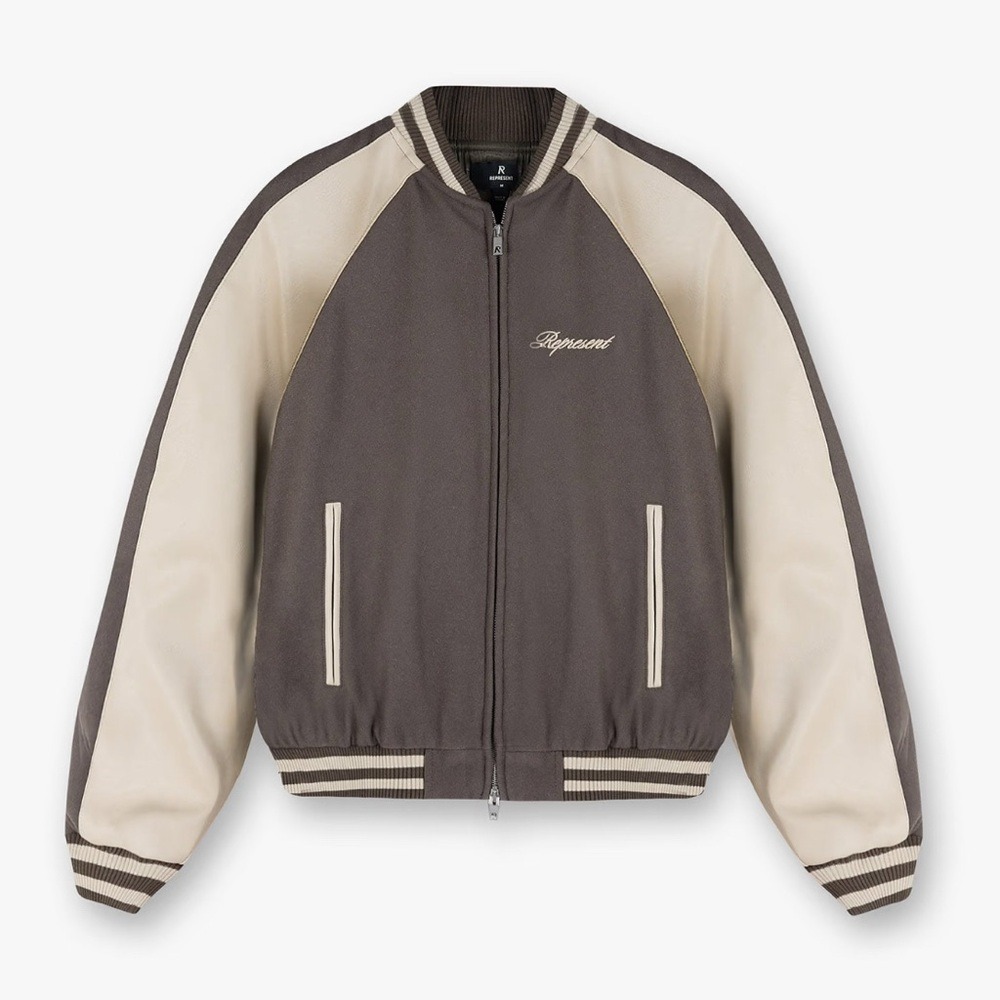 REPRESENT RAGLAN VARSITY JACKET - Stone Brown $495‎ NWT Coat Sz XXL